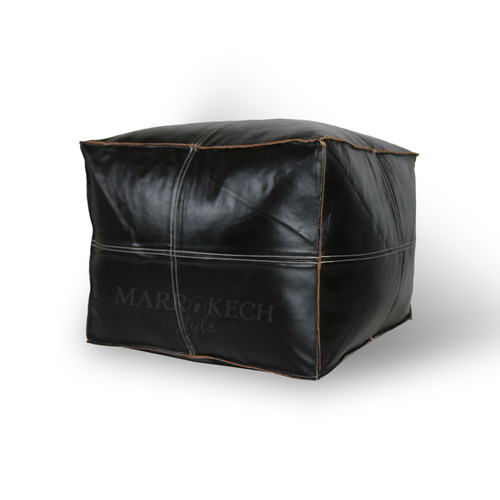 Square leather moroccan pouf - square,