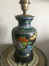 CLOISONNE VASE PIED DE LAMPE BRONZE EMAUX CHINE CHINOIS ASIATIQUE JAPONAIS ASIE