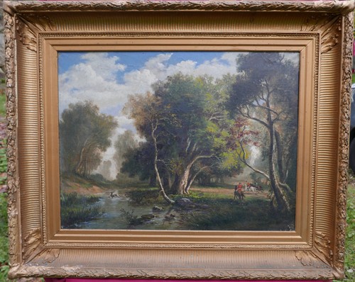 Tableau scène genre chasse - genre,