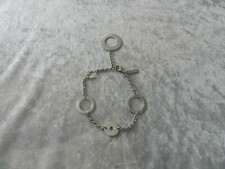 Bracelet en argent massif Agatha type Art Déco avec breloque Charm 925/1000