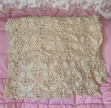 Dessus de lit jeté de lit ancien vintage au crochet a