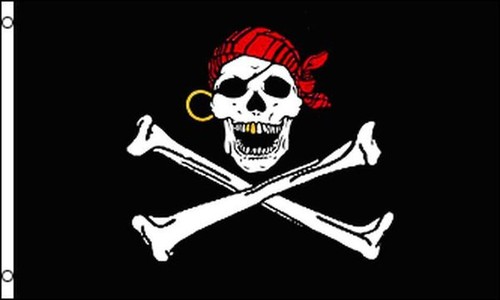 Drapeau pirate dent or - pirate, en