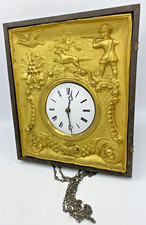 Antique german black forest clock 19th century wood brass