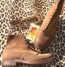 RARE 1930s MEN TRENCH / RANGER / COMBAT HOBNAILS BOOTS~ BROWN LEATHER ~ MINT ~ 6