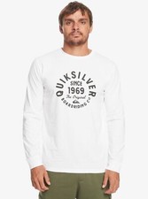 Quiksilver Mens LS Cotton Crew Neck T-Shirt ~ Circled Script blanc