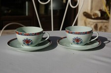 Set 2 Tasses à thé en Porcelaine de Limoges Raynaud  modèle Jumièges Vieux Rouen