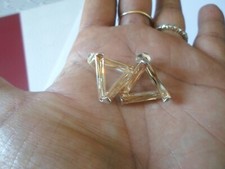 boucles d'oreilles en argent massif, clous, triangles, baguettes de quartz fumé