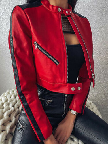 Veste cuir rouge élégant - veste,