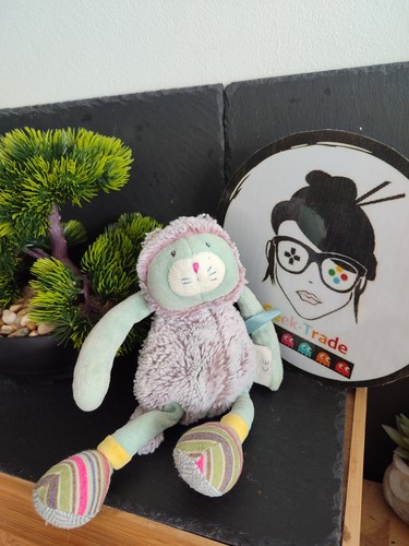 Doudou chat gris vert rayé - doudou,