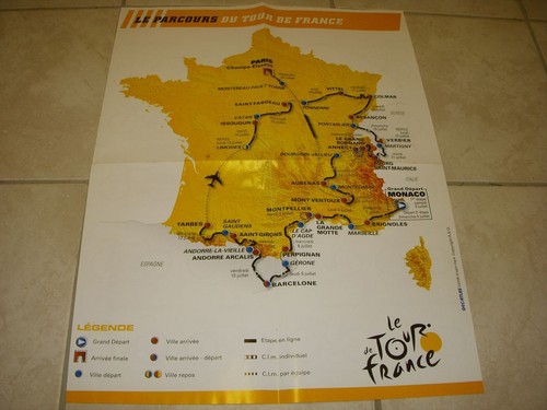 Cyclisme carte tour - tour, france