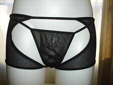 Boxer + String noir sheer tour de taille 64-88 cm = S/M  Chaps with Posing Strap