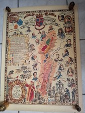 Carte des Vins de Bourgogne ancienne 48 x 63 cm