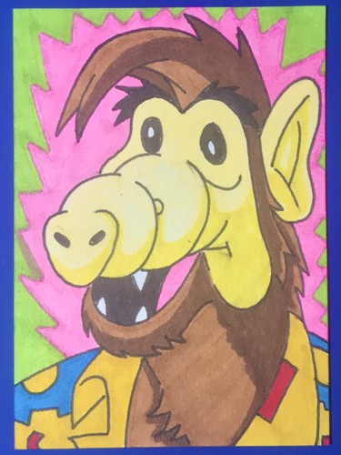 Alf hand made sketch card - alf,