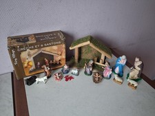 Lot 13 anciens santons de collection+crèche en bois neuve