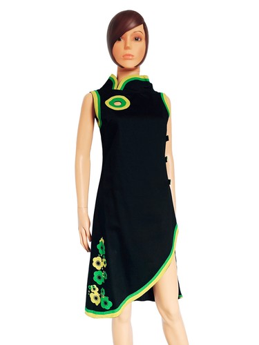 Robe asiatique longue - robe, noire