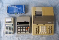 #Sasfepu# Lot de 3 Calculatrices Vintage / Monroe  182 / TI-5006II / TR-85M