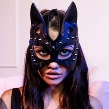 Masque chat cuir A Clous Bdsm fetichisme domination sexy  Cosplay Jeux Sexuel