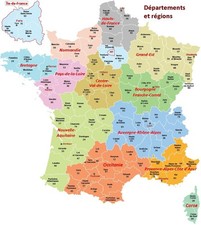 Carte A4 Ecole régions France