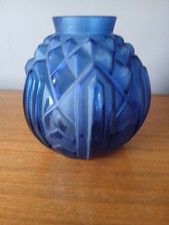 JOLI VASE ART DECO BOULE BLEU