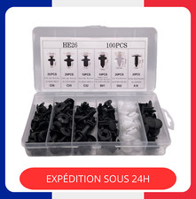 Coffret de 100 rivets, agrafes, clips en plastique