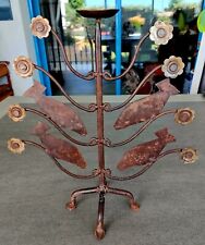 Chandelier « arbre et oiseaux-Fer forgé et cuivre