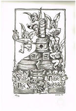 Lithographie sur pierre "PRESSOIR ALLEGORIQUE" dessiné par Guy Ancel 1993 