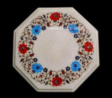 12 " Marbre Côté Table Haut Demi Précieux Incrustation Handmade Art Décor Maison