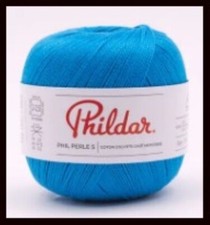 5 PELOTES DE COTON PHIL PERLE 5 LAGON  NEUVES