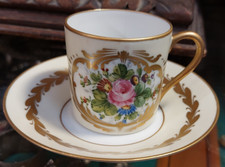 Limoges Tasse Moka Dorures G Simonnet peint main