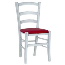 Chaise En Bois Venezia Antique Blanche Avec Assise Rouge