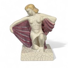 Naïade Sculpture Art déco signé Edition Kaza  Faience Craquelé era Robj Aladin