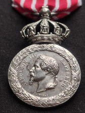 RARE MÉDAILLE CAMPAGNE D'ITALIE 1859 CENT GARDES NAPOLEON III EMPIRE ARGENT SUP+