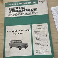 Revue Technique RENAULT 6 TL 1100 Cm3 1.1 R 1181