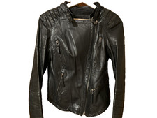 Blouson en cuir noir Femme