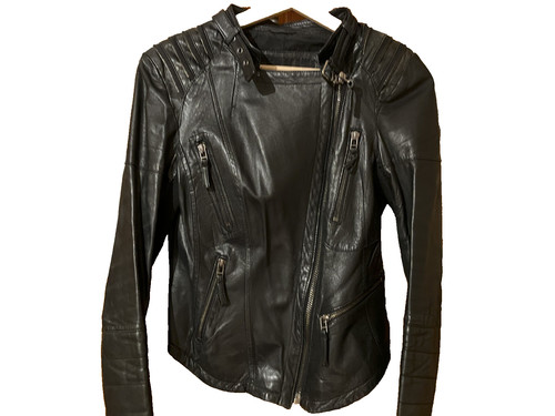 Blouson cuir noir femme - en,