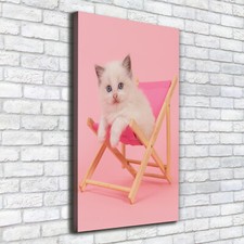 Tulup Tableau Sur Toile Image Imprimé 50x100cm - Chat sur un transat