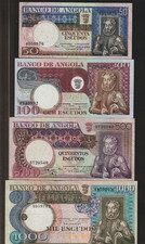 ANGOLA -LOT  de 4 Billets de  50 ,100 ,500 et 1000 ESCUDOS 1973 - LUIZ DE CAMOES