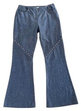 PACO RABANNE LUXURY VINTAGE JEANS PANTS METAL STUDS FLARED LEGS LIGHT DENIM 40/6