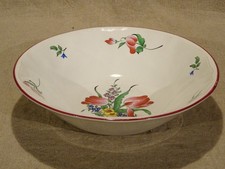 Grand plat rond saladier faïence Lunéville KG modèle réverbère décor floral