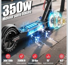 Trottinette Électrique Adulte Neuve 350W Batterie Lithium Pliable Pas Cher 