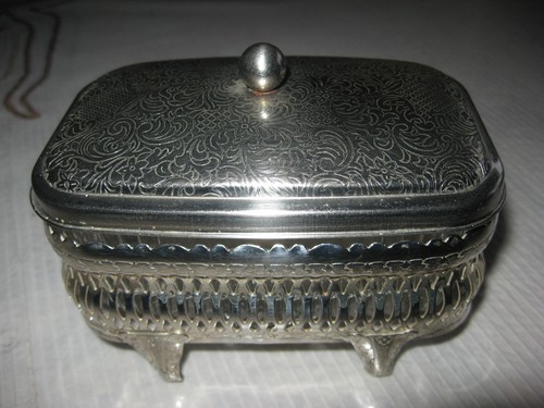 Ancien sucrier verre métal - sucrier,