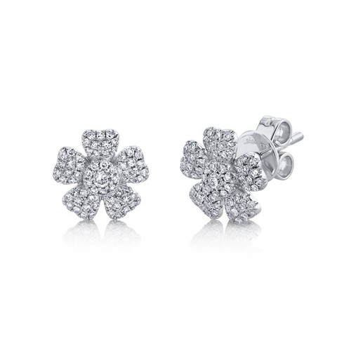 14k blanc diamant fleur - or,