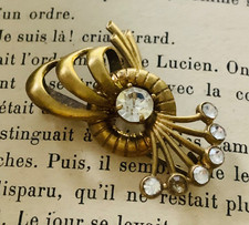 Broche ancienne plaqué or  + strass brooch gold plated circa 1920
