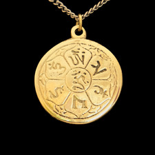 Bouddhiste Pendentif en Or Mantra Rond Cadeau Buddha Bouddhisme Népal Om