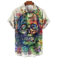 T-shirt à manches courtes pour hommes, chemise tête de mort, streetwear Harajuk