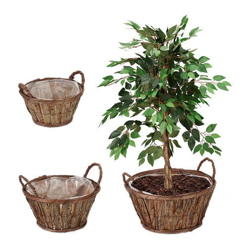 Pot fleur bois - , tonneau