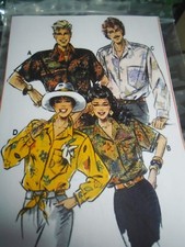 21147 PATRON  "NEUE MODE " 4 CREATIONS CHEMISE SAFARI ELLE & LUI TAILLE XS A XL 