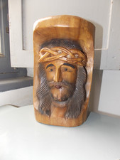 religion ésotérisme buste  christ en bois couronne d'épine parfaite état 