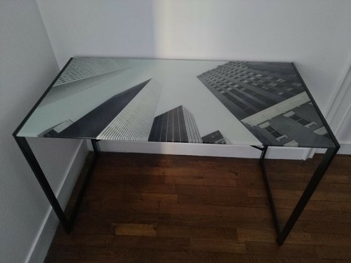 Bureau verre métal - verre, et
