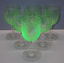 -6 VERRES A PIEDS CRISTAL Taillé OURALINE BACCARAT/ SAINT LOUIS ? COLLECTION  2D